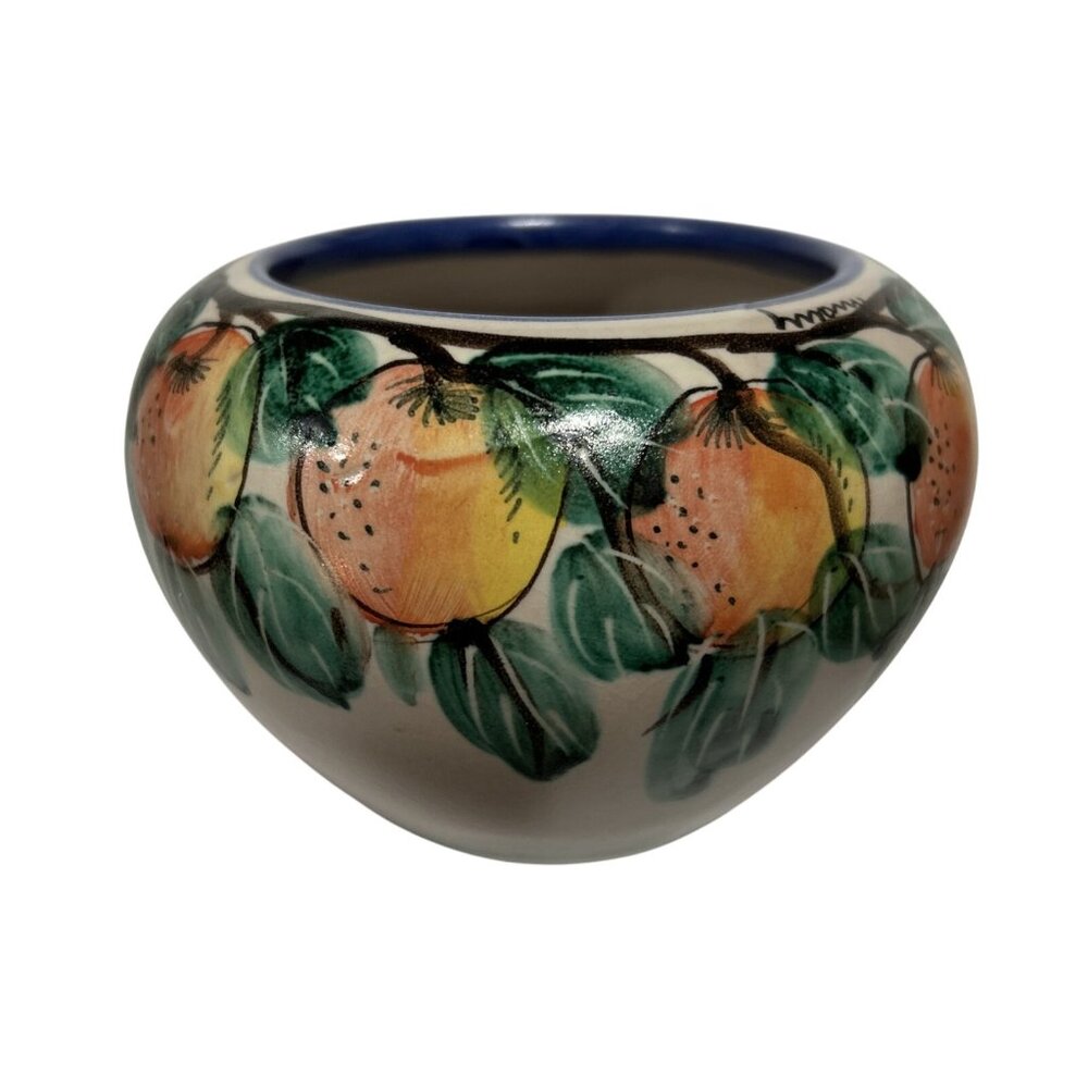 S. Stefano Italian Pottery Hand Made & Painted 5 Inch Pot Fruit Arancia Orange